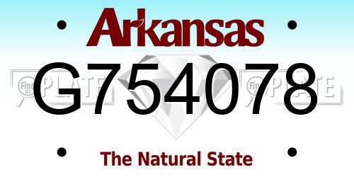 G754078 Arkansas License Plate