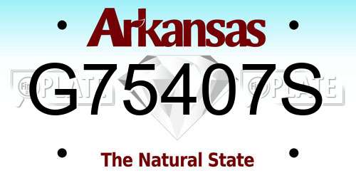 G75407S Arkansas License Plate