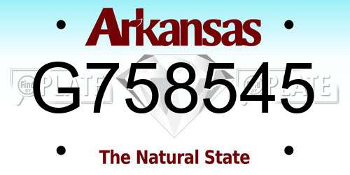 G758545 Arkansas License Plate