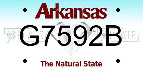 G7592B Arkansas License Plate