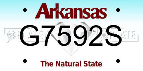 G7592S Arkansas License Plate