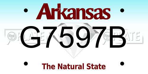 G7597B Arkansas License Plate