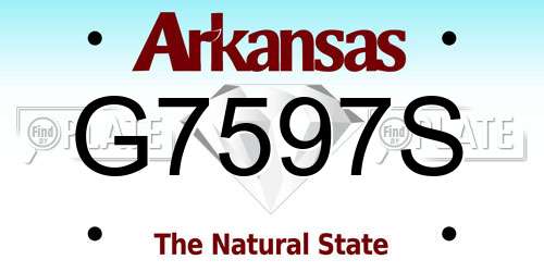 G7597S Arkansas License Plate