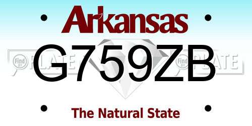G759ZB Arkansas License Plate