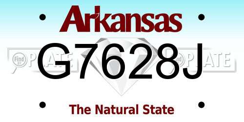 G7628J Arkansas License Plate