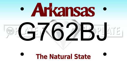 G762BJ Arkansas License Plate