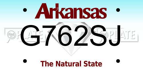 G762SJ Arkansas License Plate