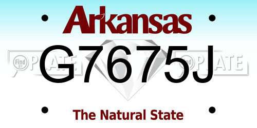 G7675J Arkansas License Plate