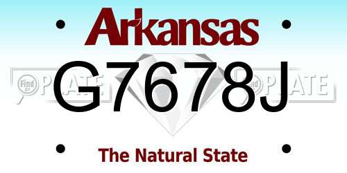 G7678J Arkansas License Plate