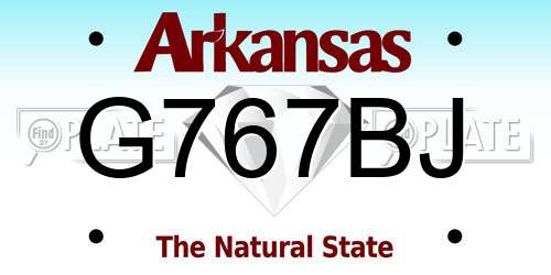 G767BJ Arkansas License Plate