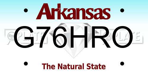 G76HRO Arkansas License Plate