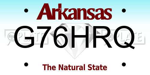 G76HRQ Arkansas License Plate