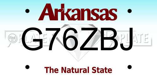 G76ZBJ Arkansas License Plate