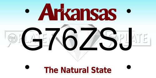 G76ZSJ Arkansas License Plate