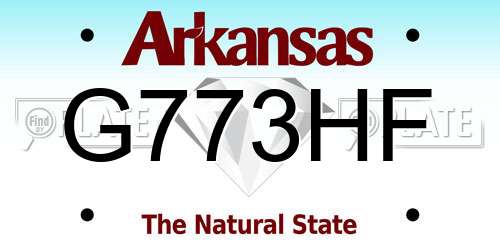G773HF Arkansas License Plate