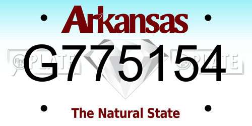 G775154 Arkansas License Plate