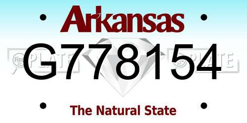 G778154 Arkansas License Plate