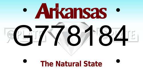 G778184 Arkansas License Plate