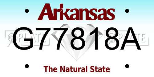G77818A Arkansas License Plate