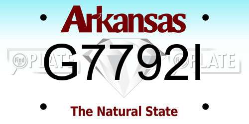 G7792I Arkansas License Plate