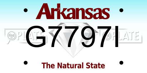 G7797I Arkansas License Plate