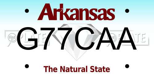 G77CAA Arkansas License Plate