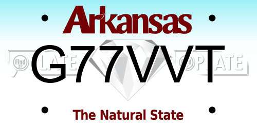 G77VVT Arkansas License Plate