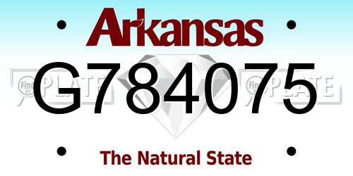 G784075 Arkansas License Plate