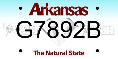 G7892B Arkansas License Plate