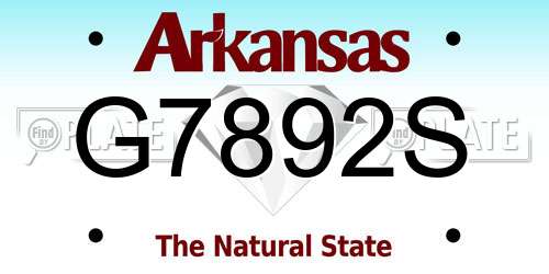 G7892S Arkansas License Plate