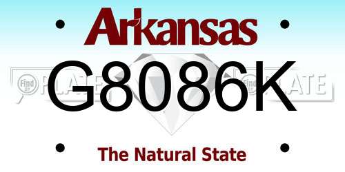 G8086K Arkansas License Plate