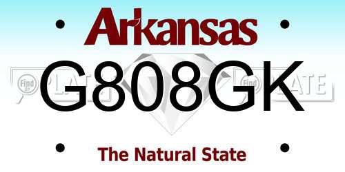 G808GK Arkansas License Plate