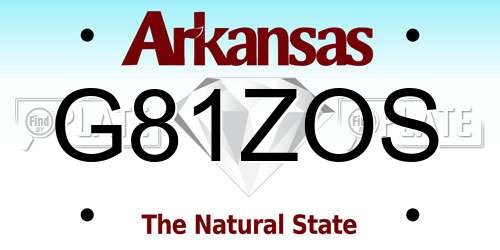 G81ZOS Arkansas License Plate