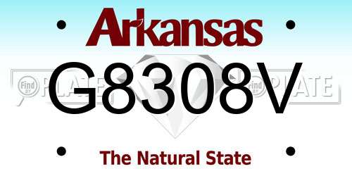 G8308V Arkansas License Plate