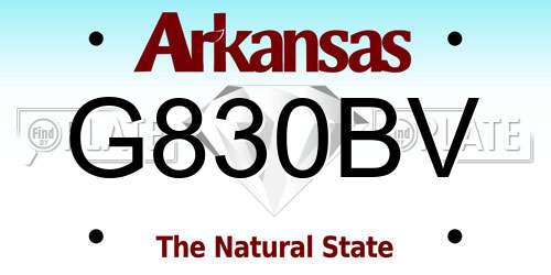 G830BV Arkansas License Plate