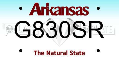 G830SR Arkansas License Plate