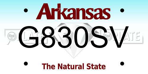G830SV Arkansas License Plate