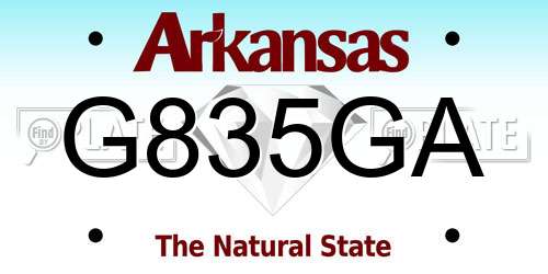 G835GA Arkansas License Plate