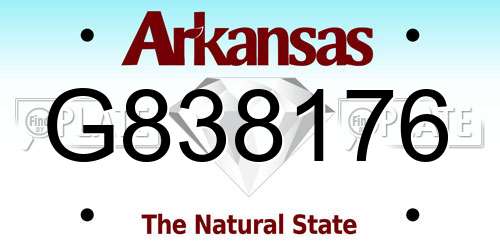G838176 Arkansas License Plate