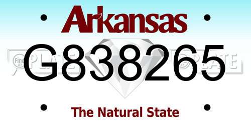 G838265 Arkansas License Plate