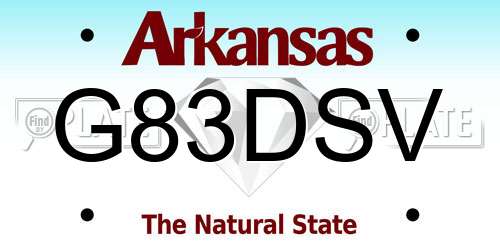 G83DSV Arkansas License Plate