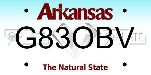 G83OBV Arkansas License Plate