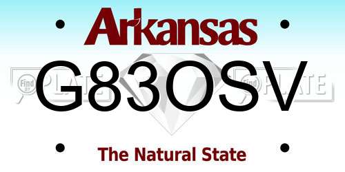 G83OSV Arkansas License Plate