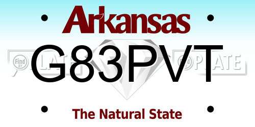 G83PVT Arkansas License Plate