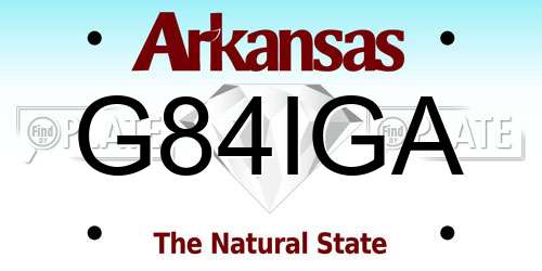 G84IGA Arkansas License Plate