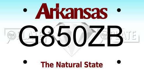 G850ZB Arkansas License Plate