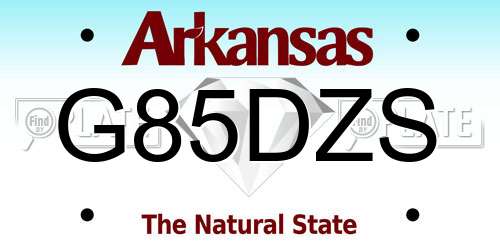 G85DZS Arkansas License Plate