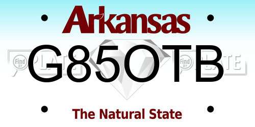 G85OTB Arkansas License Plate