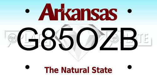 G85OZB Arkansas License Plate