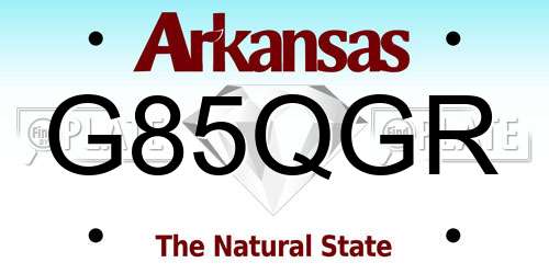 G85QGR Arkansas License Plate